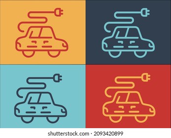 Electric Car Logo Template, Simple Flat Icon of car,vehicle,transport