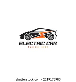 Ilustración del vector de la plantilla de logotipo de coches eléctricos