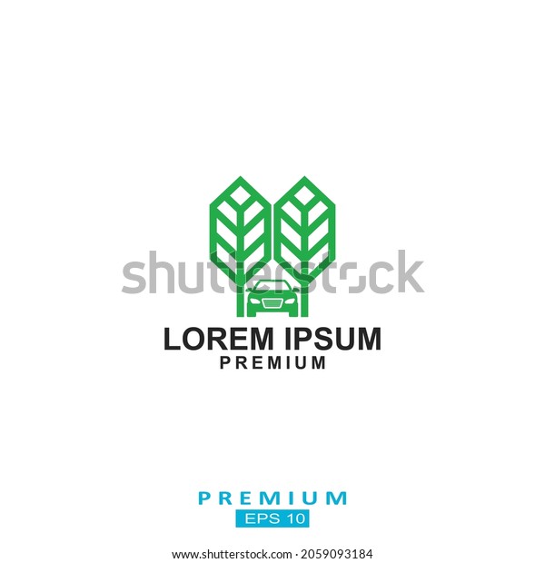 Electric car logo\
vector isolated backgroundgreen logotype eco friendly auto or\
electric vehicle Premium\
Vector