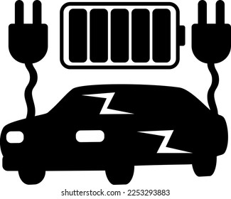 Electric car logo. Electric vehicle or EV concept art.