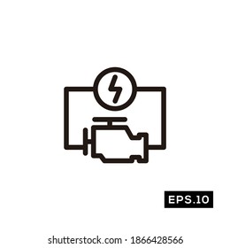 Electric Car Machine Icon. Electric Car Tech Silhouette Symbol vector