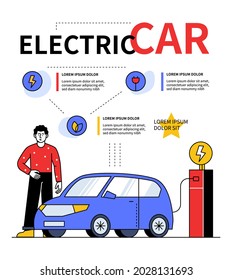 Electric car - modern line design style banner