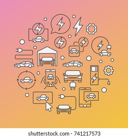 Electric car modern vector round concept illustration