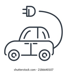 Vehículo eléctrico de carga, icono plano vectorial aislado. Elemento de diseño del concepto de conservación ambiental y ecología.