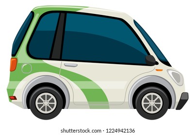 Un coche eléctrico en la ilustración de fondo blanco