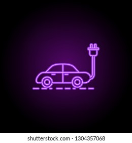 electric car outline icon. Elements of Ecology in neon style icons. Simple icon for websites, web design, mobile app, info graphics