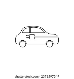 Electric car in outline icon. Vector illustration design element template in trendy and unique style. Editable graphic resources for your creativity project.