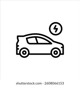 Electric Car outline icon. Electric vehicle black line illustration.