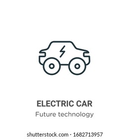 Symbol für die Vektorillustration des Elektroautos. Dünne schwarze Autosymbol, flache Vektorillustration einfache Elementgrafik aus bearbeitbarem Zukunftstechnologie-Konzept einzeln auf weißem Hintergrund