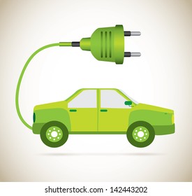 electric car over beige background vector illustration