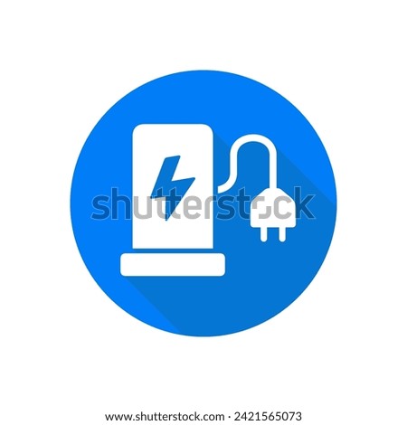 Electric car parking flat style vector icon. Car charger sign.