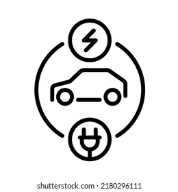 Electric car parking icon. Simple design. Outline vector. Isolated on white background.