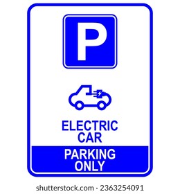 Electric car parking only, sign vector