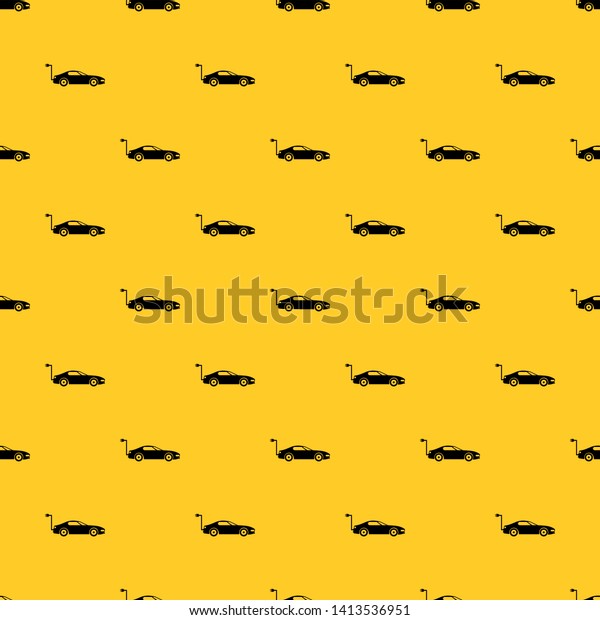 Electric car pattern seamless vector repeat\
geometric yellow for any\
design