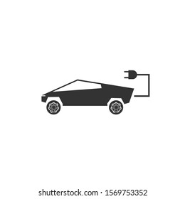 electric car pickup truck vector icon