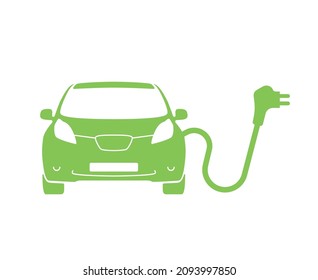 Electric car with plug graphic icon 