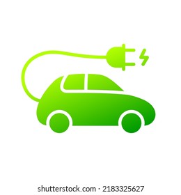 Electric car with plug green icon symbol, Hybrid vehicles charging point logotype, Eco friendly vehicle concept, Vector illustration svg