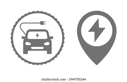 electric car with plug icon
