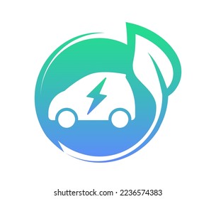 Electric car with plug icon. Charging station logo. Hybrid vehicles sign. Powered location. Vector illustration.