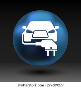 Electric car plug icon eco fuel vector.