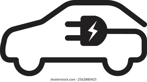 Electric car with plug icon. EV car. vehicles charging. Eco friendly vehicle concept. isolated on white background. Vector illustration
