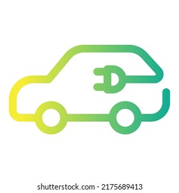 Electric car with plug icon isolated on white background, EV car, Eco friendly vehicle concept