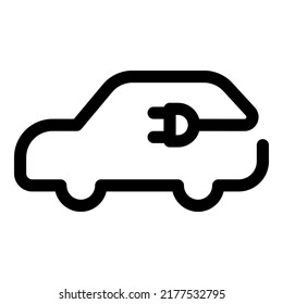 Elektroauto mit Stecksymbol einzeln auf weißem Hintergrund, Elektroauto, umweltfreundliches Fahrzeugkonzept