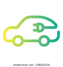 Electric car with plug icon isolated on white background, EV car, Eco friendly vehicle concept