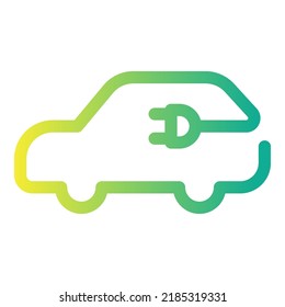 Coche eléctrico con icono de enchufe aislado en fondo blanco, vehículo EV, concepto de vehículo ecológico
