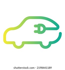Coche eléctrico con icono de enchufe aislado en fondo blanco, vehículo EV, concepto de vehículo ecológico