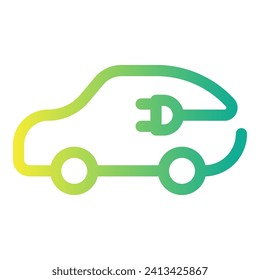 Electric car with plug icon isolated on white background, EV car, Eco friendly vehicle concept