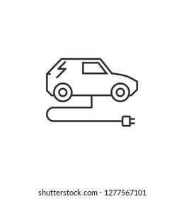 Electric car with electric plug icon. Simple outline vector of Sustainable Energy set icons for UI and UX, website or mobile application