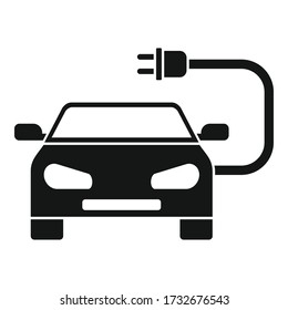 Icono de enchufe de coche eléctrico. Ilustración simple del icono vectorial de enchufe eléctrico para el diseño web aislado en fondo blanco