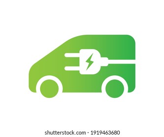 Electric Car With Plug Icon Symbol, EV Car, Green Hybrid Vehicles Charging Point Logotype, Eco Friendly Vehicle Concept, Vector Illustration