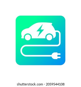 Electric car with plug icon symbol, EV car hybrid vehicles charging point logotype, Eco friendly vehicle concept, Vector illustration
