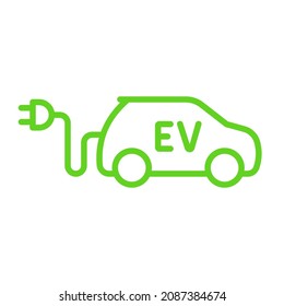 Electric car with plug icon symbol, EV car, Green hybrid vehicles charging point logotype, Eco friendly vehicle concept, Vector illustration