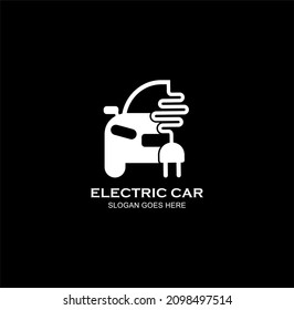 Electric car with plug icon symbol, EV car, Green hybrid vehicles charging point logotype, Eco friendly vehicle concept, Vector illustration svg