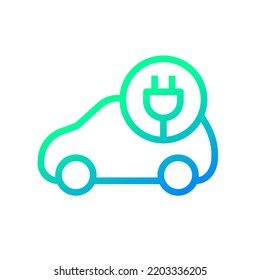 Electric Car With Plug Icon Symbol, EV Car, Green Hybrid Vehicles Charging Point Logotype, Eco Friendly Vehicle Concept, Vector Illustration