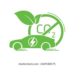 Electric car with plug icon symbol, EV car, Green hybrid vehicles charging point logotype, Eco friendly vehicle concept, Vector illustration