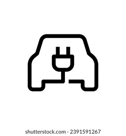 Electric car with plug icon symbol, EV car, Vehicles charging point logo, Eco friendly vehicle concept, Vector illustration