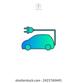 Auto eléctrico con icono de enchufe Icono ilustración vectorial aislado en fondo blanco