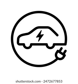 Electric car with plug icon symbol, EV car, Green hybrid vehicles charging point logotype, Eco friendly vehicle concept. Vector illustration