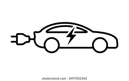 Contorno del logotipo del coche eléctrico, concepto respetuoso del medio ambiente del vehículo