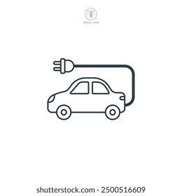 Electric car with plug icon symbol vector illustration isolated on white background