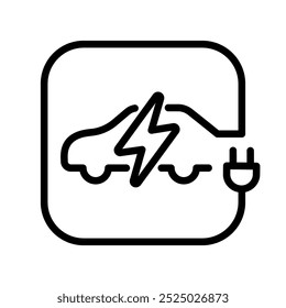 Electric car with plug icon symbol, EV car, Green hybrid vehicles charging point logotype, Eco friendly vehicle concept. Vector illustration