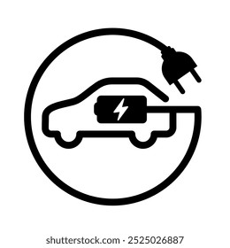 Electric car with plug icon symbol, EV car, Green hybrid vehicles charging point logotype, Eco friendly vehicle concept. Vector illustration