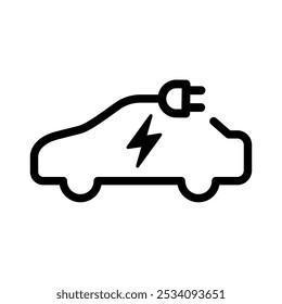 Electric car with plug icon symbol, EV car, Green hybrid vehicles charging point logotype, Eco friendly vehicle concept. Vector illustration
