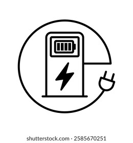 Electric car with plug icon symbol, EV car, Green hybrid vehicles charging point logotype, Eco friendly vehicle concept. Vector illustration