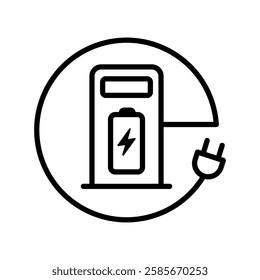 Electric car with plug icon symbol, EV car, Green hybrid vehicles charging point logotype, Eco friendly vehicle concept. Vector illustration