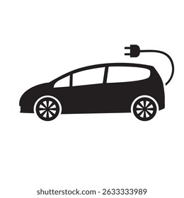 Electric car with plug icon symbol, eco-friendly vehicle concept, vector illustration. Eco-friendly car.